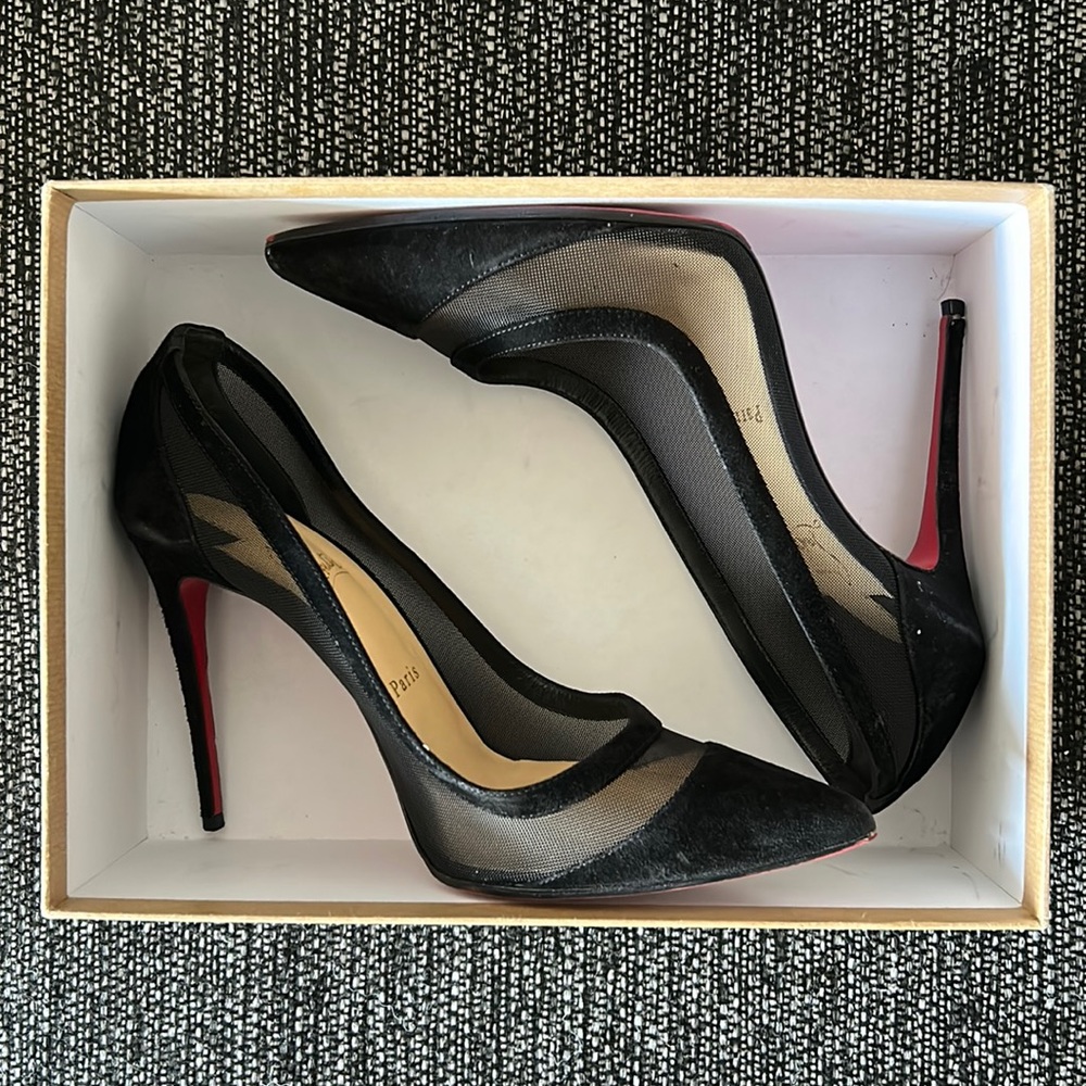 Louboutin Galativi 100m in Black Velour (Suede) Size 41